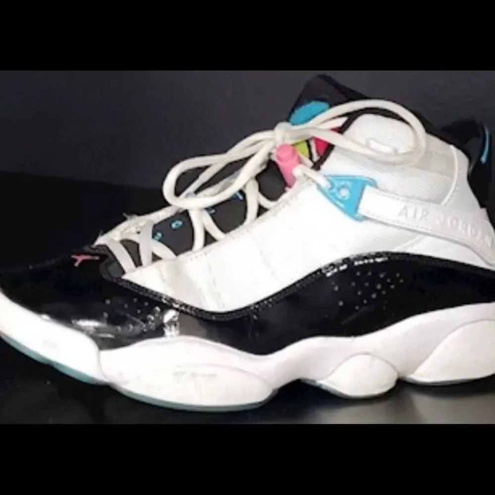 Nike Jordan 6 Rings Patent White Black Pink SOUTHBEACH Miami CK0017-100 Sz 9.